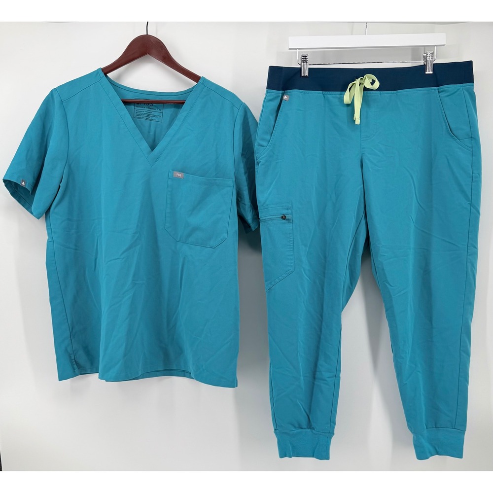 FIGS XL Petite Women 2pc Scrub Set Teal Zamora Joggers Catarina Top FW1000